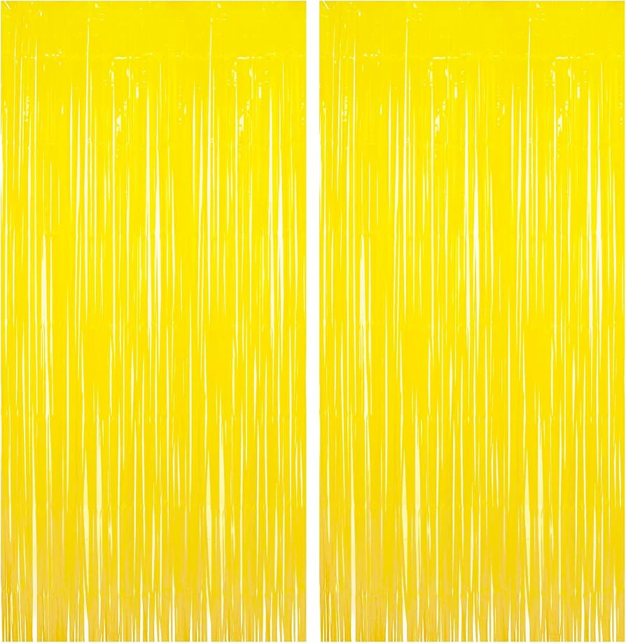 BRAVESHINE Fringe Curtain Backdrop - 2 Pack Pastel Yellow Photo Booths Backdrop Party Streamers f... | Amazon (US)