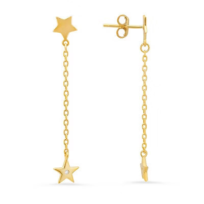Sterling Silver Petite Dangling Stars CZ Earrings | Target