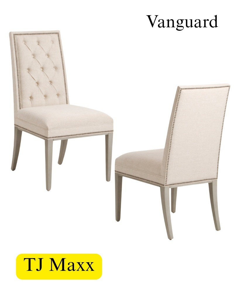 Designer dining room chairs on sale at T.J maxx, seating, french, modern, coastal, kitchen, ivory, upholstered, nailhead.

#LTKHome #LTKSaleAlert
