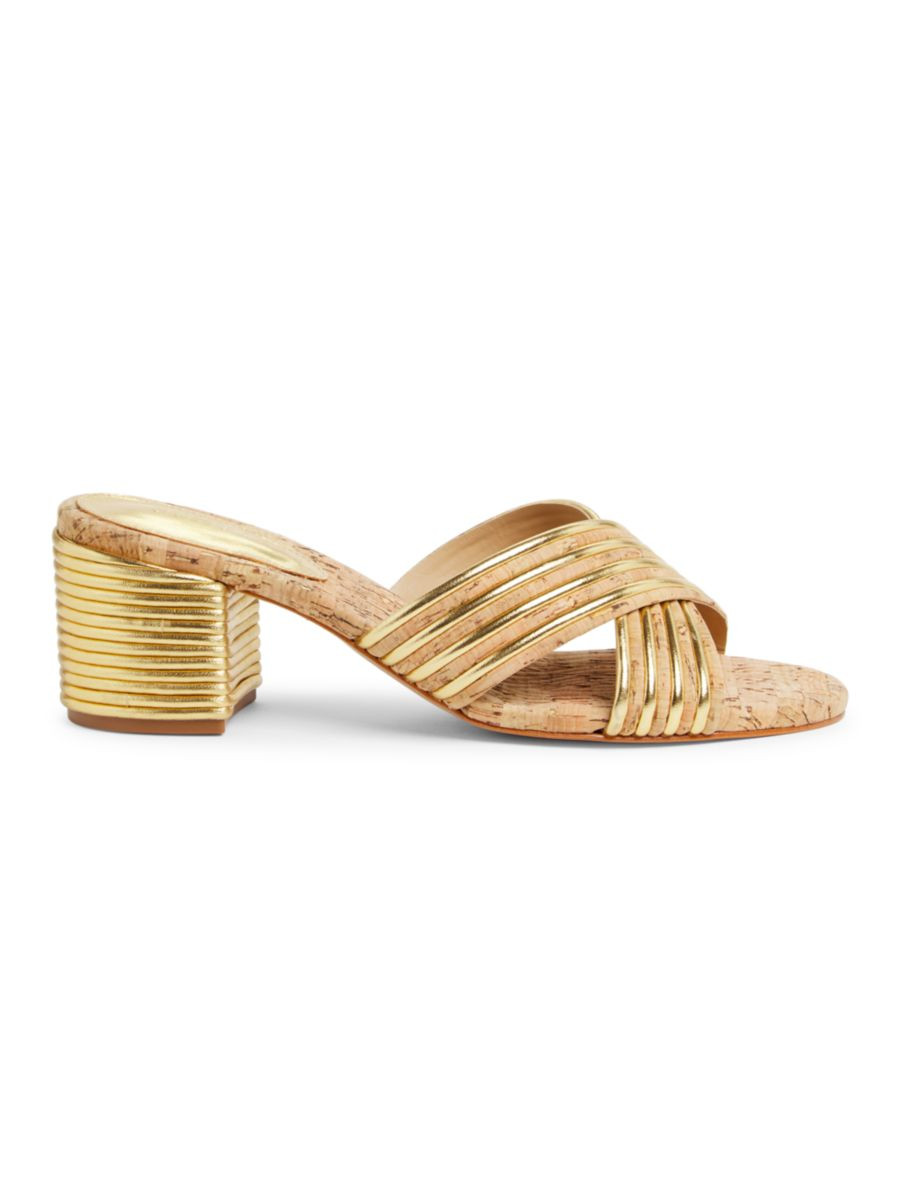 Latifah 65MM Metallic Leather Mule Sandals | Saks Fifth Avenue