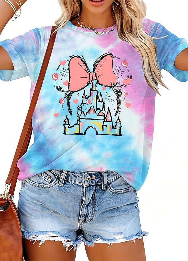 Women Magic Kingdom Shirt Castle Graphic Shirts Casual Family Vacation Holiday T Shirt Cute Short... | Amazon (US)