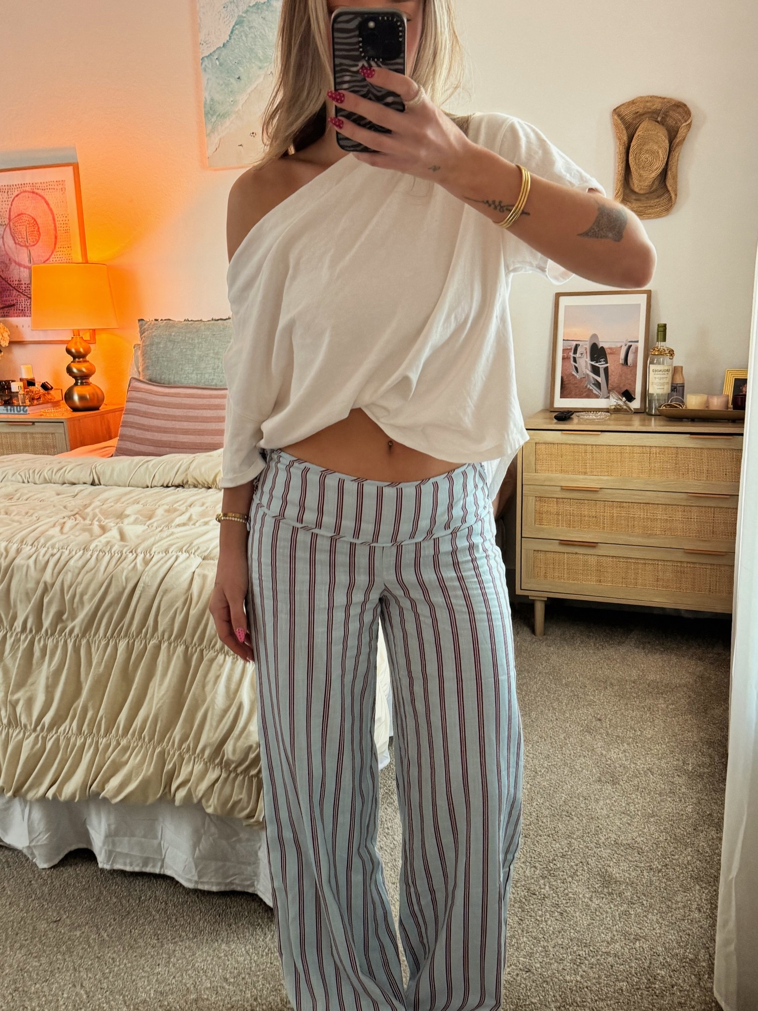 perfect causal off the shoulder top & adorable striped pants !!🩵🐚

#LTKootd