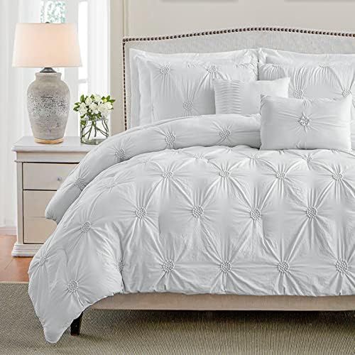 CLOTHKNOW White Comforter Sets King Plain White Bedding Comforter Sets King Size Pure White Beddi... | Amazon (US)