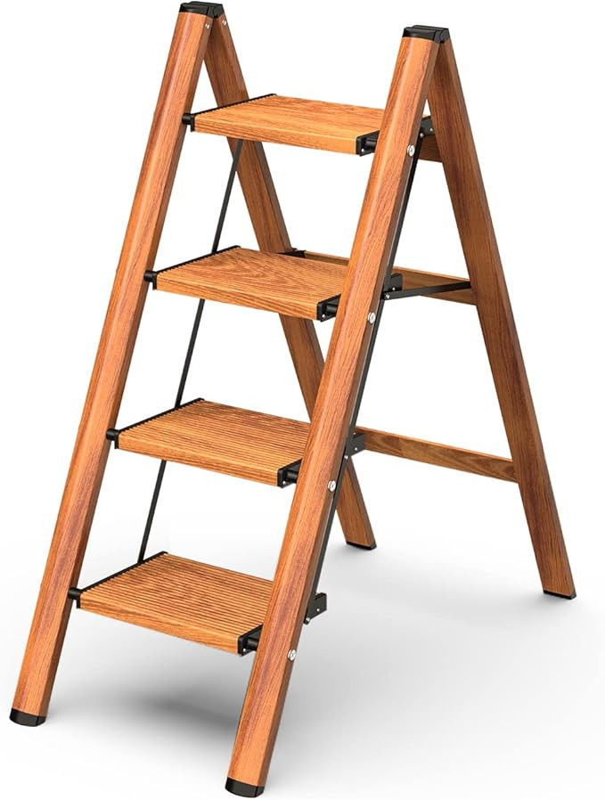 GameGem 4 Step Ladder, Aluminum Folding Step Stool with Anti-Slip Sturdy and Wide Pedal, Lightwei... | Amazon (US)