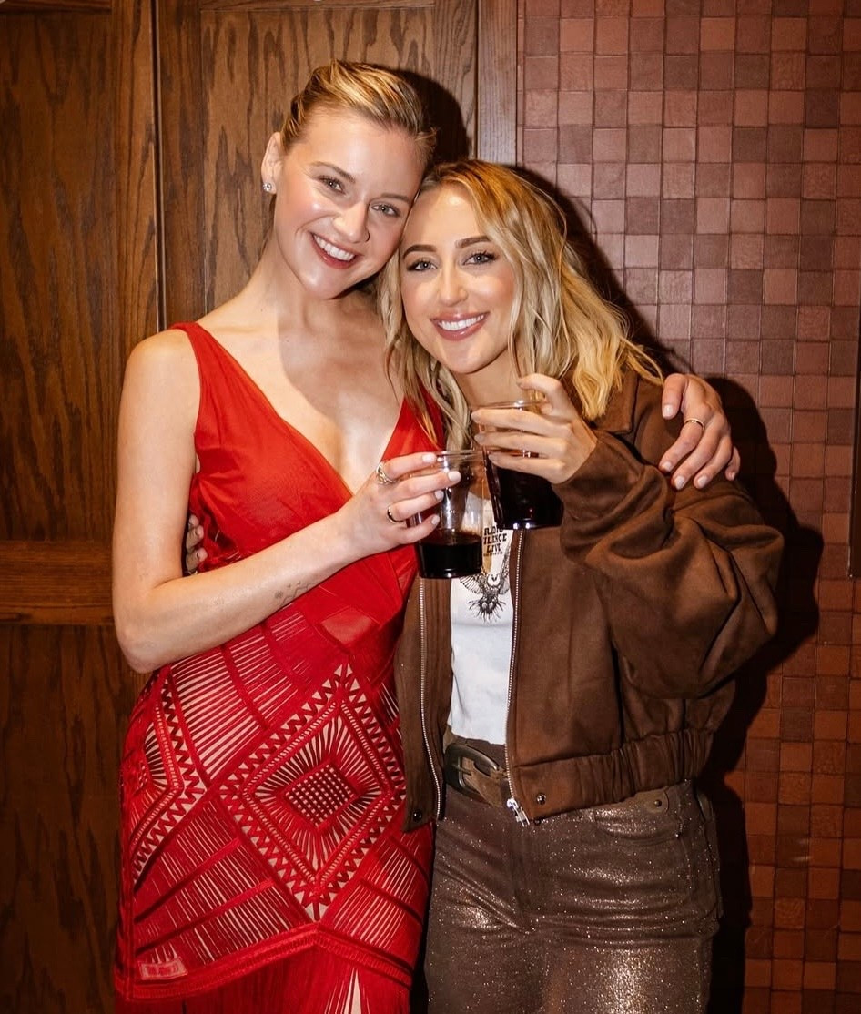 Kelsea Ballerini's red holiday ready crochet tulle cocktail dress