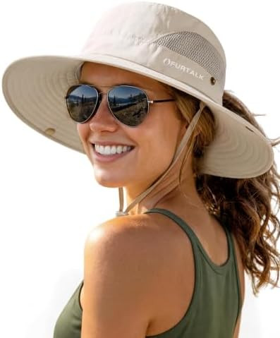 FURTALK Womens Sun Hat with Ponytail Hole Beach Hiking Summer Wide Brim UPF 50+ Outdoor Protectio... | Amazon (US)