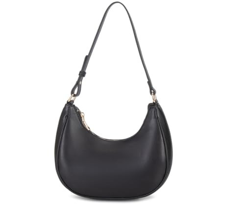 CYHTWSDJ Shoulder Bags for Women, Cute Hobo Tote Handbag Mini Clutch Purse with Zipper Closure (Moon Black) | Amazon (US)