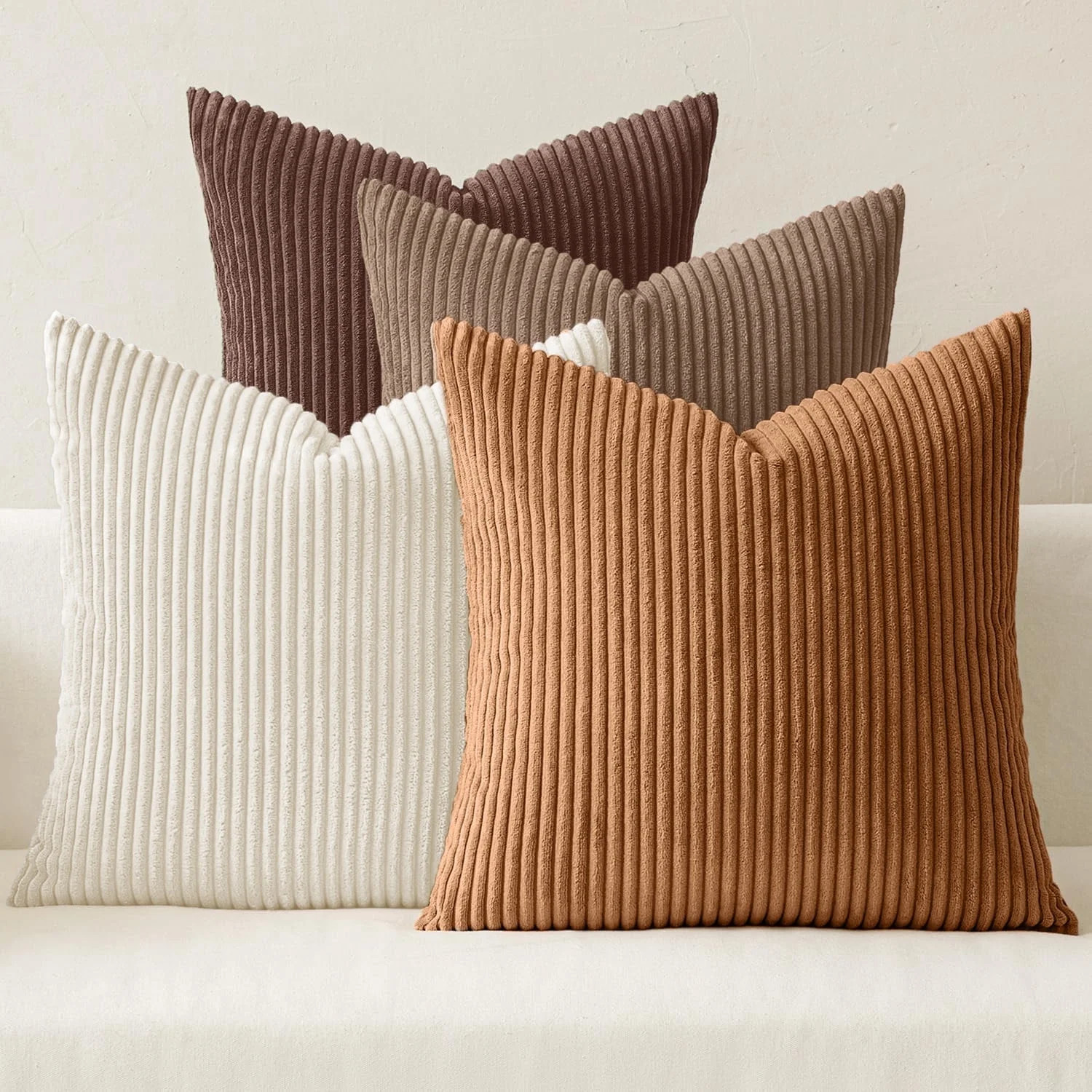Lomyolo Decorative Couch Throw Pillow Covers 18x18 Inch Set of 4 Soft Corduroy Farmhouse Boho Pillow Cases Skin-Friendly Washable Neutral Cushion Covers for Couch, Bed,Kitchen Living Room,Bed, Sofa | Walmart (US)