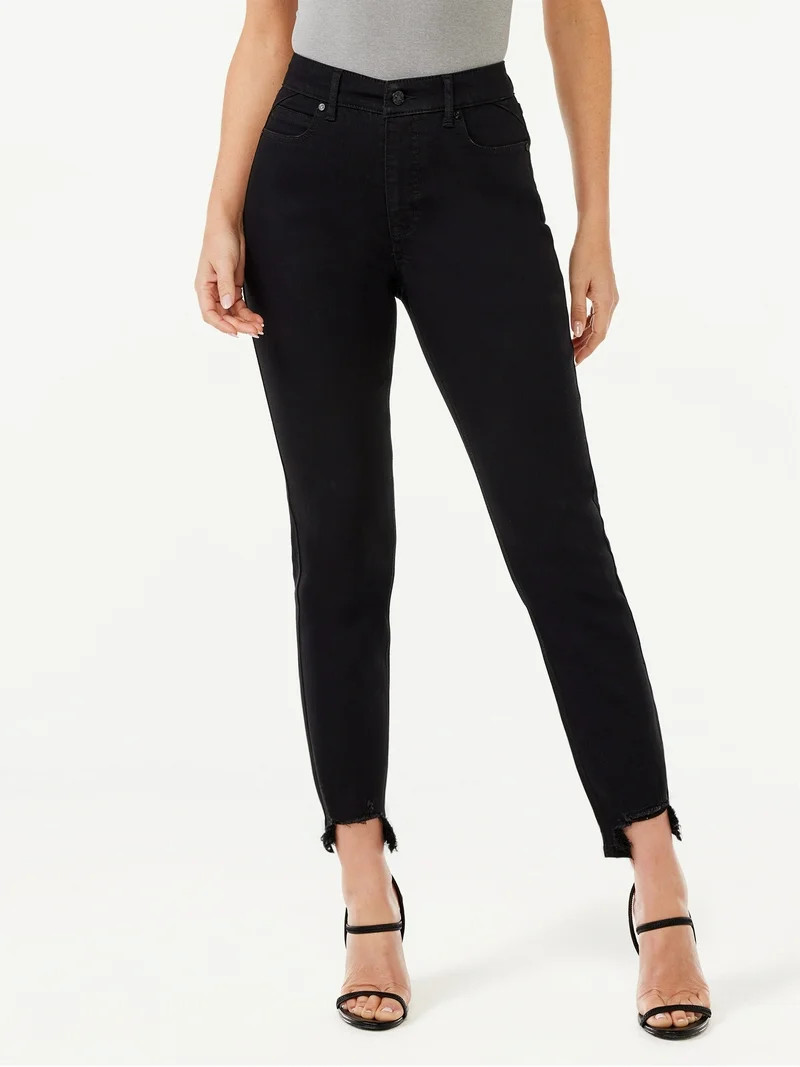 Sofia Jeans Women's Adora Curvy Girlfriend High Rise Chew Hem Jeans | Walmart (US)