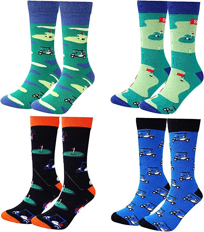 Moyel Mens Novelty Socks, Crazy Funny Fun Cool Dress Socks, Golf Gifts For Men | Amazon (US)