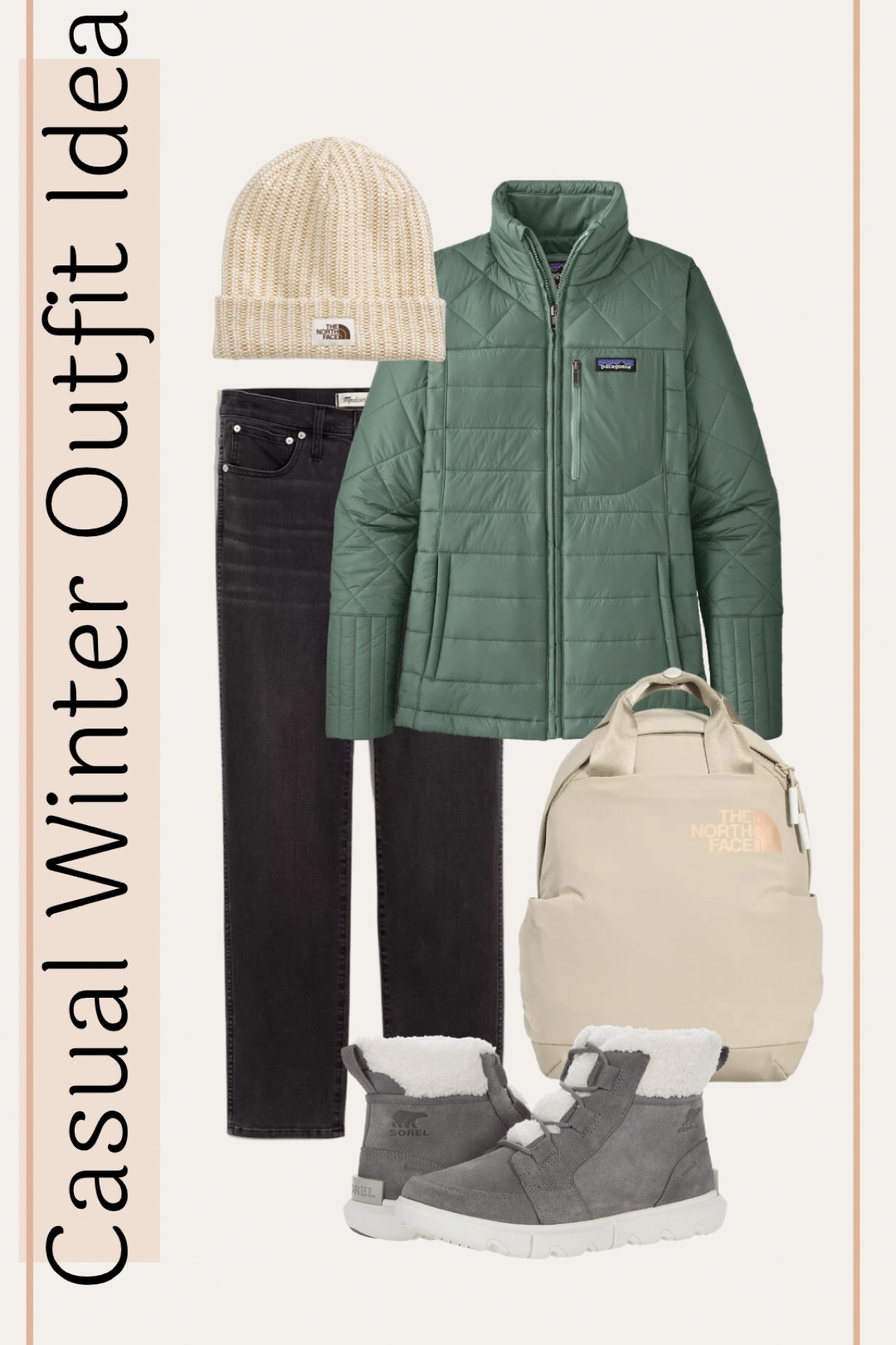 Casual winter outfit idea! Patagonia puff jacket, black jeans, grey winter boots, The North Face Backpack, and knit beanie!! More winter outfits on my page! 

#LTKitbag #LTKSeasonal #LTKshoecrush