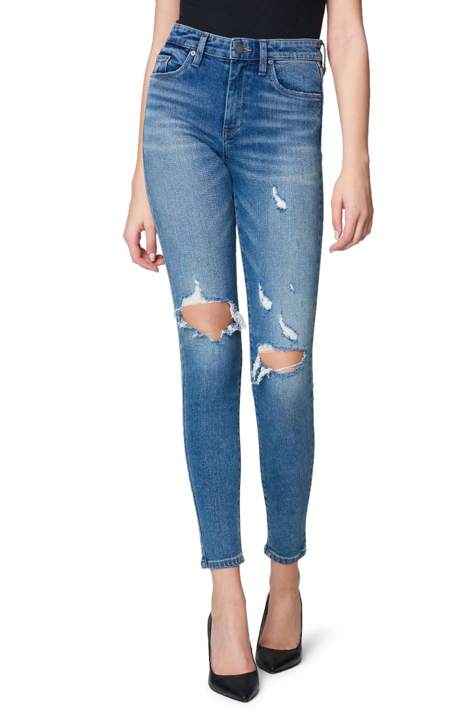 BLANKNYC The Bond Ripped Crop Nonstretch Organic Cotton Jeans | Nordstrom | Nordstrom