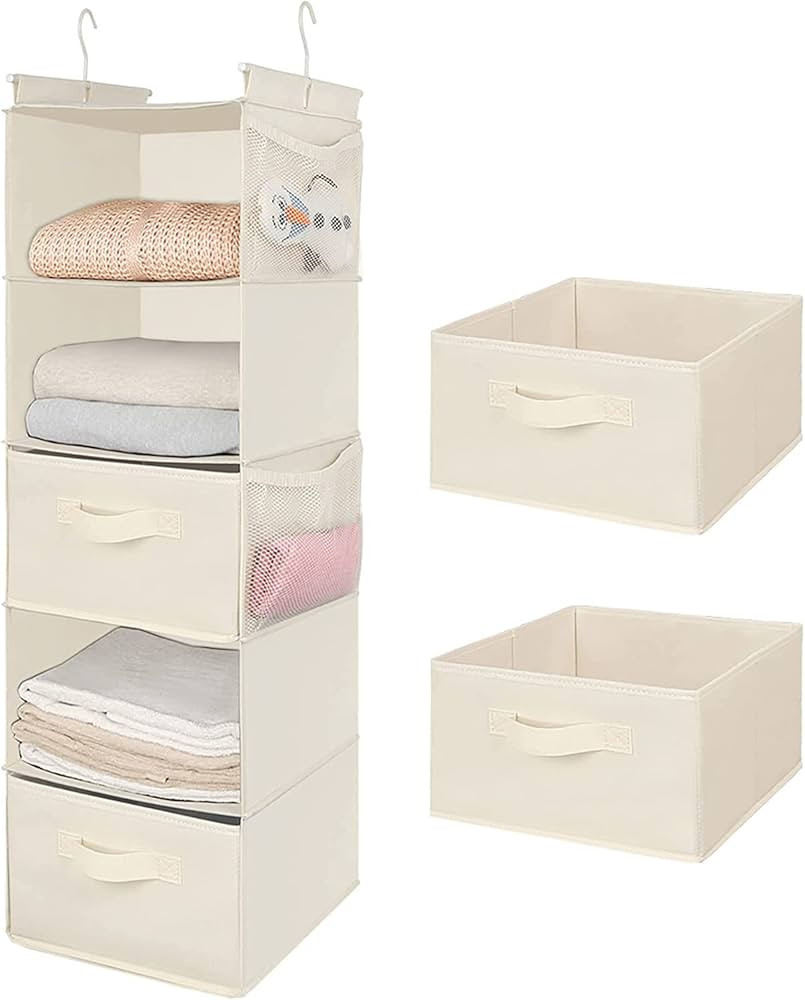 MAX Houser 5 Tier Shelf Hanging Closet Organizer, Cloth Hanging Shelf with 2 Sturdy Hooks for Sto... | Amazon (US)