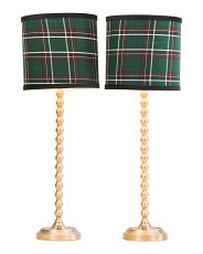 2pk 27 In Knobby Metal Table Lamps With Plaid Shades | Lighting | Marshalls | Marshalls