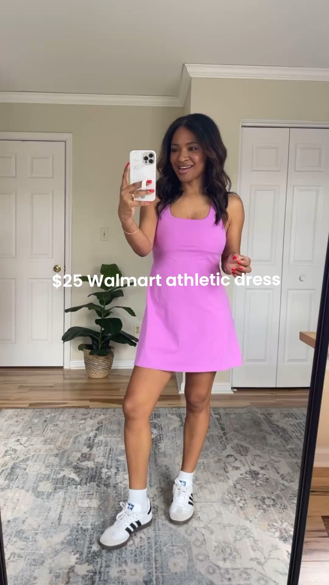 I’m wearing a small in the dress. It comes with built-in biker shorts and pockets. This is true to size. I am 5.5 with a 27 inch inseam. ￼ size down 1/2 of the Adidas Samba‘s.


#ltkgrwm #ltkfitnessgoals #ltkootd