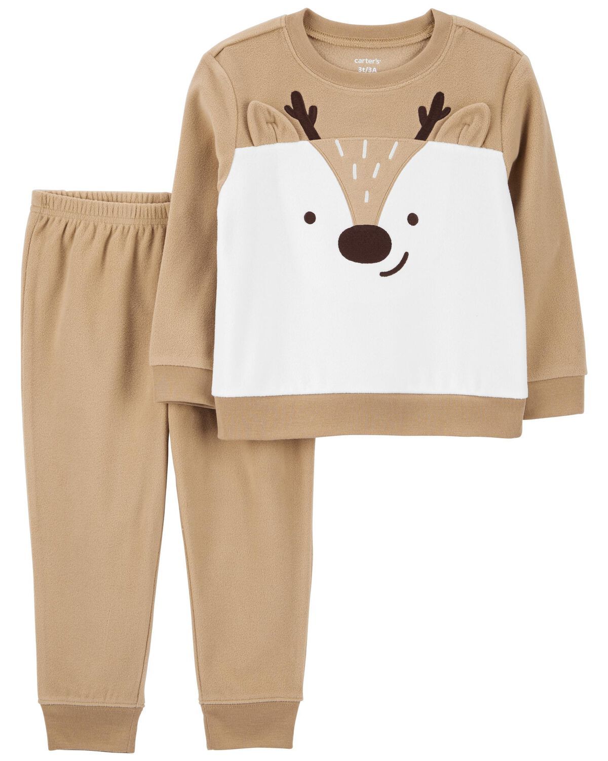 Brown Toddler 2-Piece Reindeer Fleece Pajamas | carters.com | Carter's