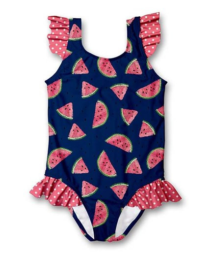 Millie Loves Lily Navy Watermelon Ruffle-Accent One-Piece - Infant, Toddler & Girls | Zulily
