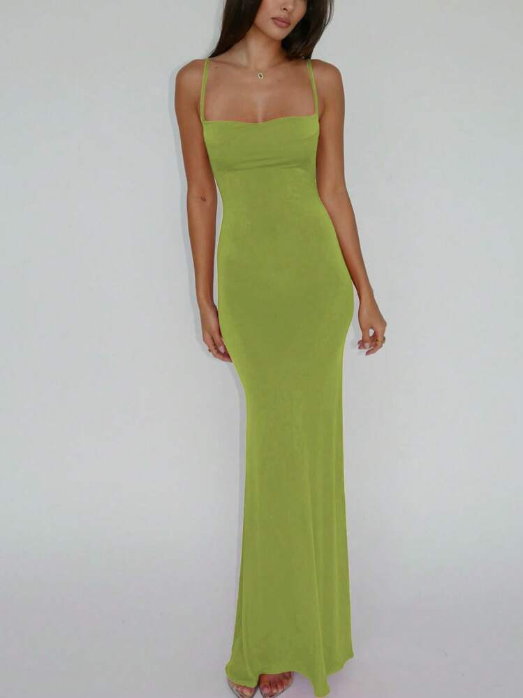 Women Solid Slit Bodycon Backless Sexy Elegant Dress Night Out Party Club Vacation Beach Spring S... | SHEIN