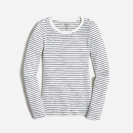Perfect-fit long-sleeve crewneck T-shirt in stripe | J.Crew US
