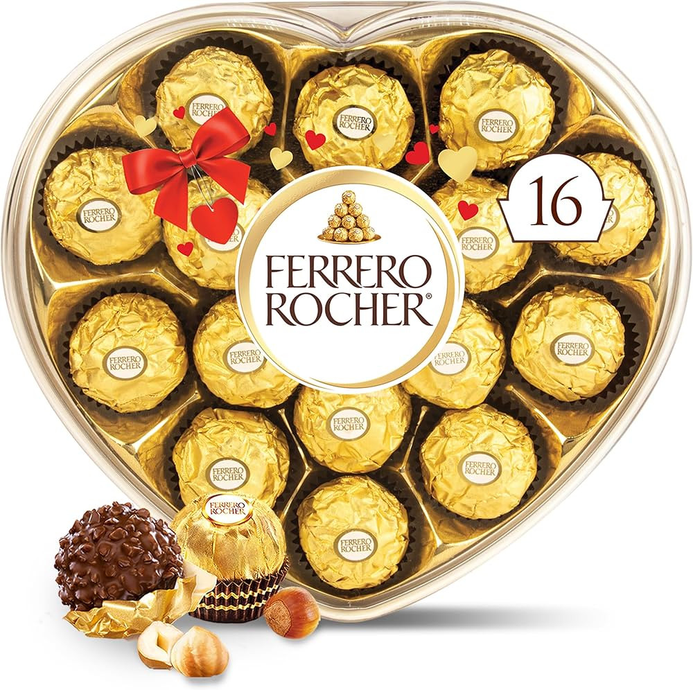 Ferrero Rocher, 16 Count, Gourmet Milk Chocolate Hazelnut, Valentine's Chocolate, Individually Wr... | Amazon (US)