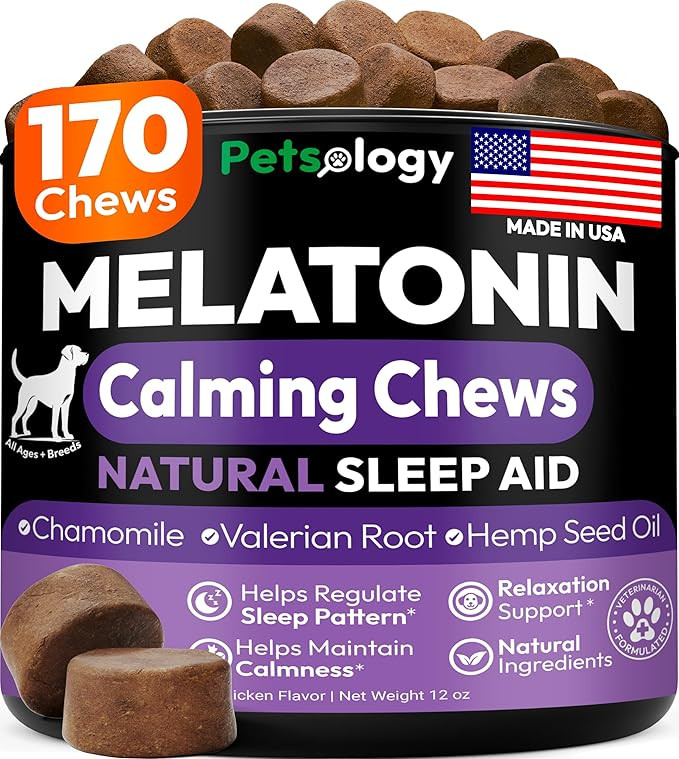 Advanced Melatonin for Dogs - 170 Dog Melatonin Calming Chews for Small and Large Dogs - Natural ... | Amazon (US)