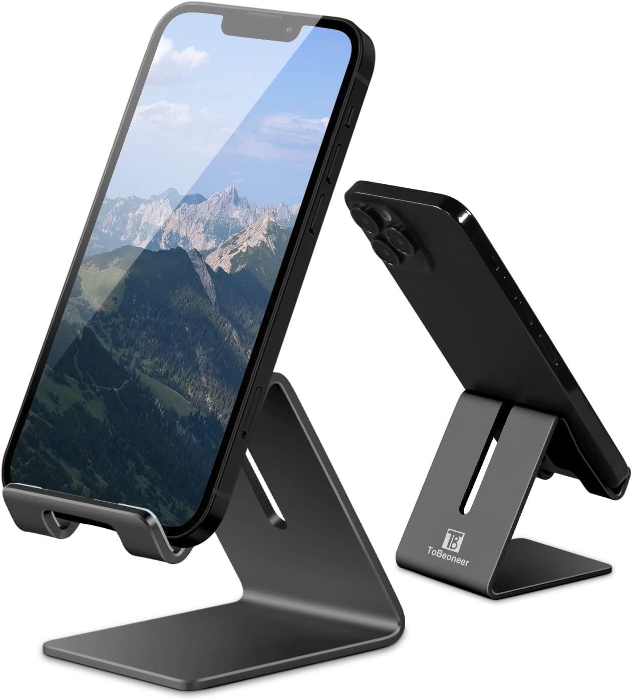 Tobeoneer Desk Cell Phone Stand Holder Aluminum Desktop Solid Universal Desk Stand for iPhone 13 ... | Amazon (US)