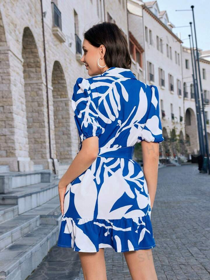 SHEIN VCAY Vestido De Manga Corta Estampado Al Azar | SHEIN