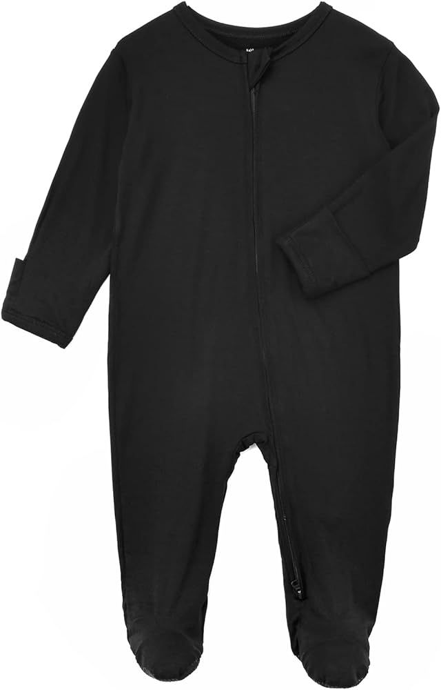Aablexema Baby Footie Pajamas Zipper - Rayon from Bamboo Infant Footed Pjs with Mittens Sleepwear... | Amazon (US)