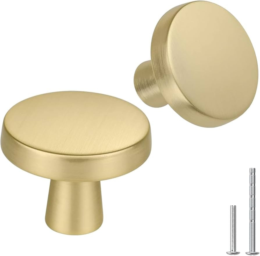 goldenwarm 10Pack Brushed Gold Drawer Knobs for Cabinets, Brushed Brass Round Cabinet Knobs for D... | Amazon (US)