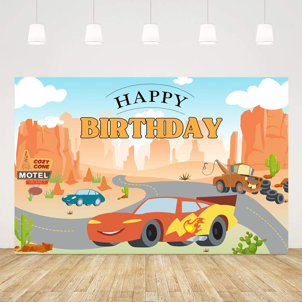 Ticuenicoa 5x3ft Cars Backdrop for Birthday Party Cartoon Desert Cactus Car Race Party Decoration... | Amazon (US)