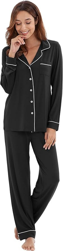 WiWi Bamboo Viscose Pajamas Set for Women Soft Button Down Sleepwear Pj Lightweight Lounge Sets L... | Amazon (US)