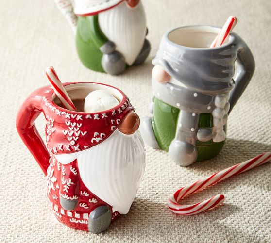 Sweater Gnome Shaped Ceramic Mugs | Pottery Barn (US)