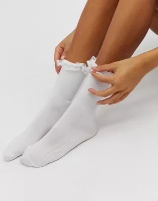 Gipsy frill ankle sock in white | ASOS (Global)