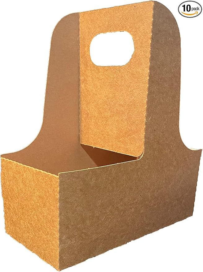 2 Cup Kraft Cardboard Beverage Carrier (Pack of 10) - Durable Drink Carriers for Hot or Cold Beve... | Amazon (US)