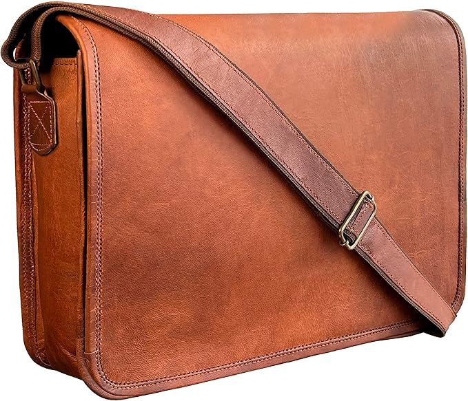 Rustic Town 13 inch Vintage Crossbody Genuine Leather Laptop Messenger Bag | Amazon (CA)