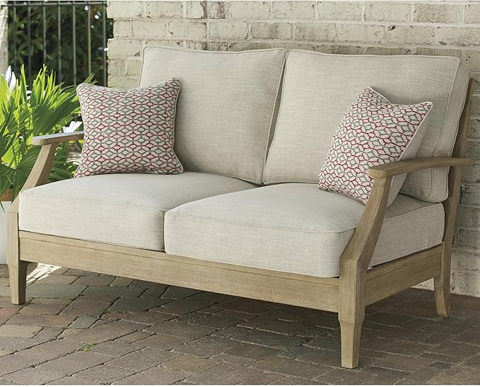 Signature Design by Ashley Clare View Coastal Outdoor Loveseat, Cushioned with Nuvella Fabric, Pr... | Amazon (US)