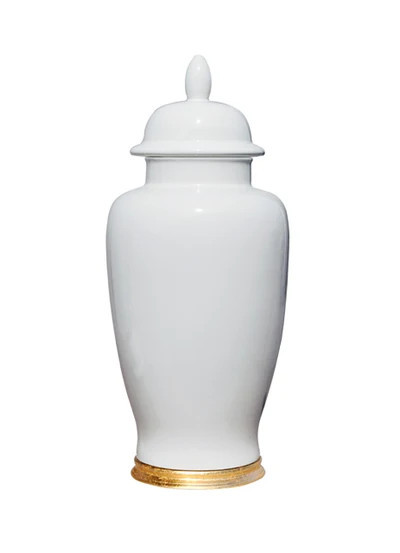 Dove White Jar with Gold Accents | The Enchanted Home