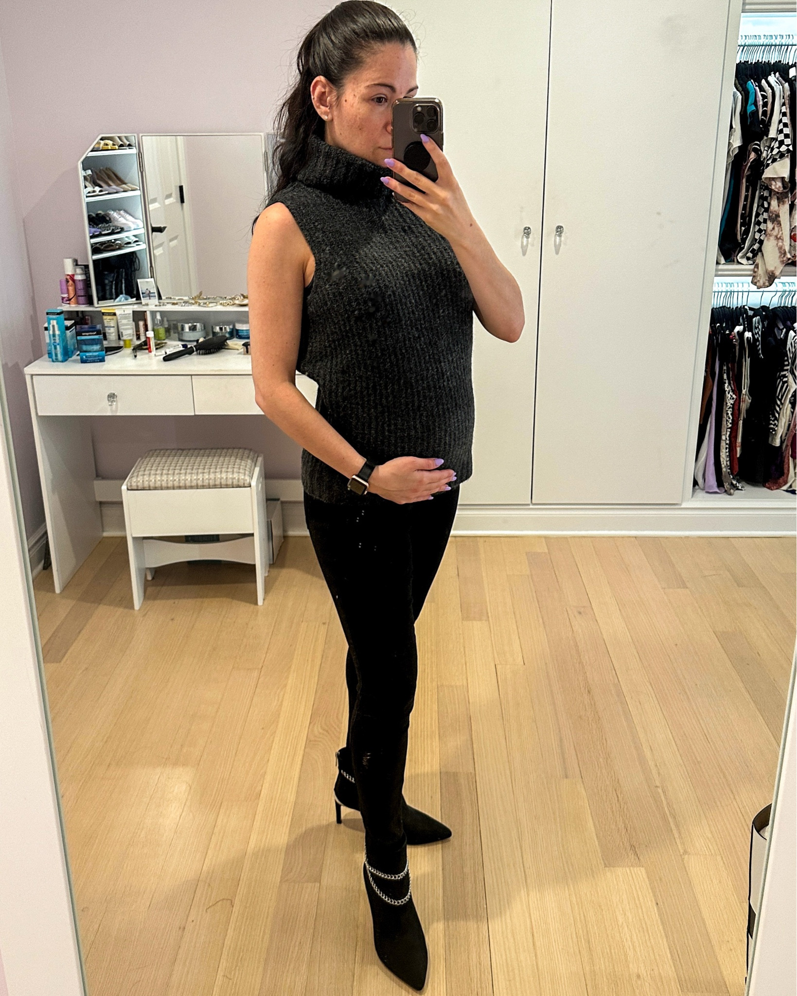 Nordstrom anniversary sale - bump friendly edition. This wayf turtleneck tank sweater is also pregnancy friendly. I’m wearing my usual XS. 

#LTKbump #LTKworkwear #LTKxNSale
