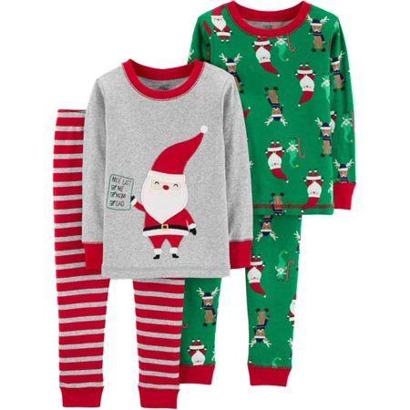 Carters Infant & Toddler Boys Gray Santa Nice List Christmas Holiday Pajamas 12M | Walmart (US)