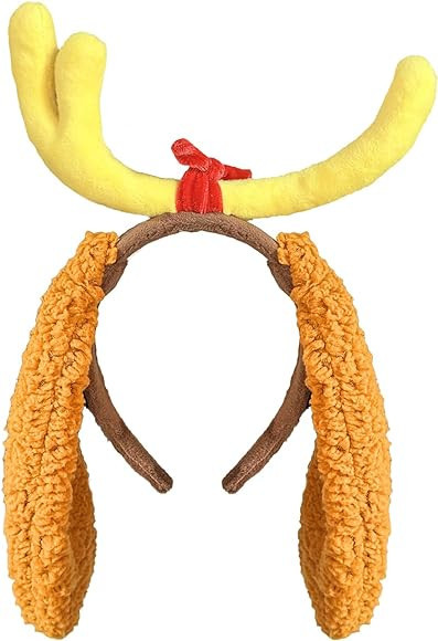 Luvfamday Deer Antler Headband with Dog Ears Deer Horn Headpiece Reindeer Costume Accessories Fun... | Amazon (US)