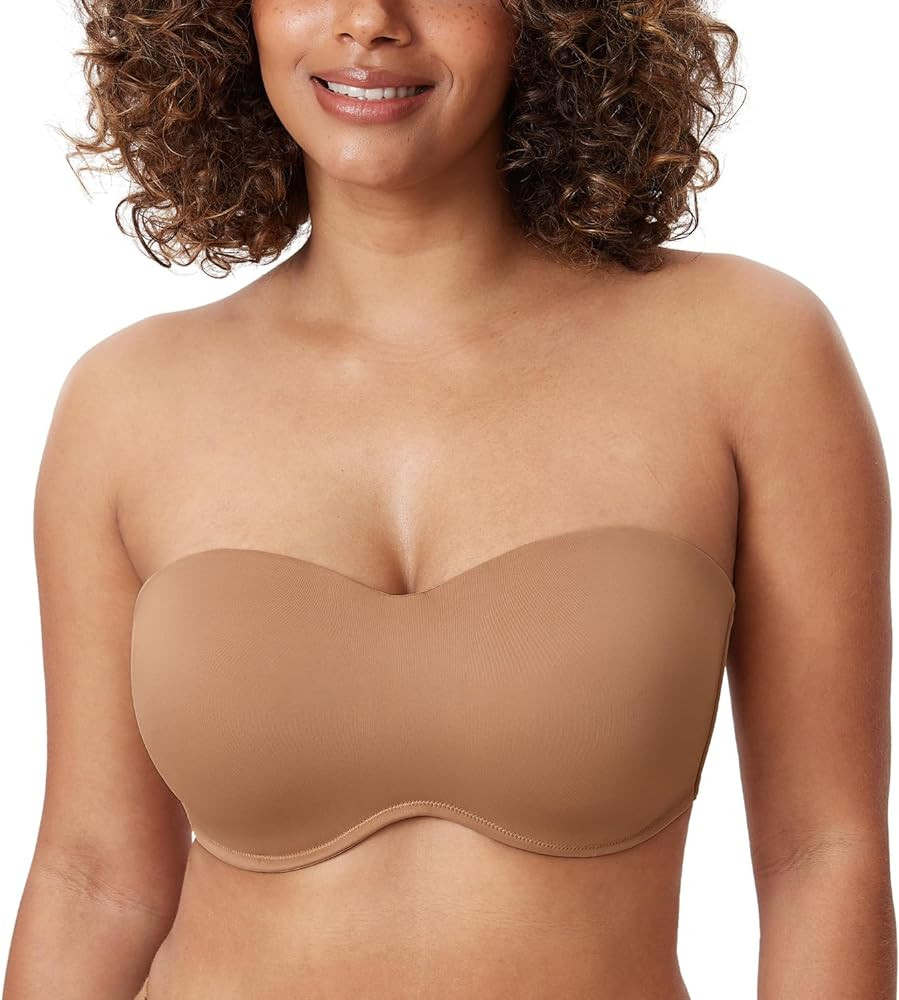 DELIMIRA Women's Strapless Bra Minimizer Seamless Underwire Unlined Bandeau for Big Bust | Amazon (US)
