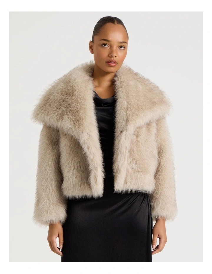 BlaqFur Short Coat in Stone | Myer