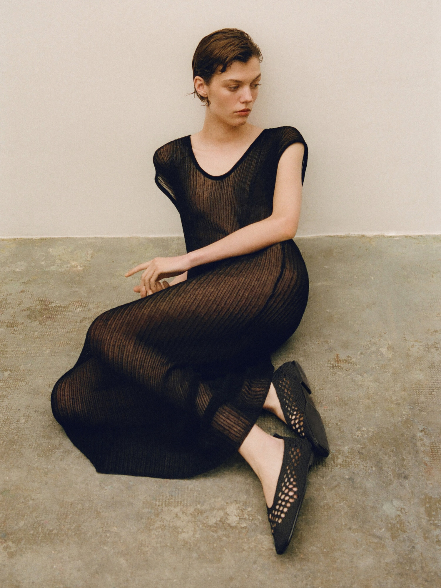 Braided fabric ballet flats | Massimo Dutti US