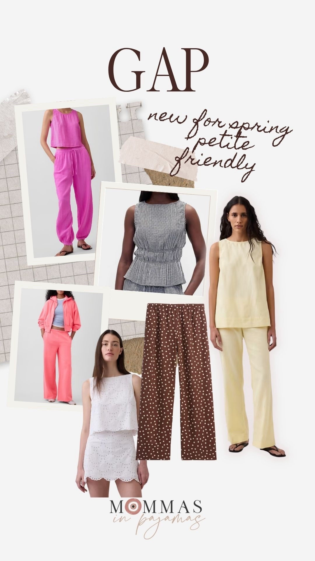 I just ordered some adorable pieces from Gap and then I looked online and found even more. I love a good linen outfit and these pieces  let you choose the perfect monochromatic outfit. Polka dots and gingham are trending and I am completely here for it. I love that they have petite options that fit my 5’ frame all while being incredibly flattering. 
Spring outfit inspo, mom approved spring outfit, brown & white polka dot pants, white eyelet tank top and skirt

#LTKSaleAlert #LTKPetite #LTKSeasonal