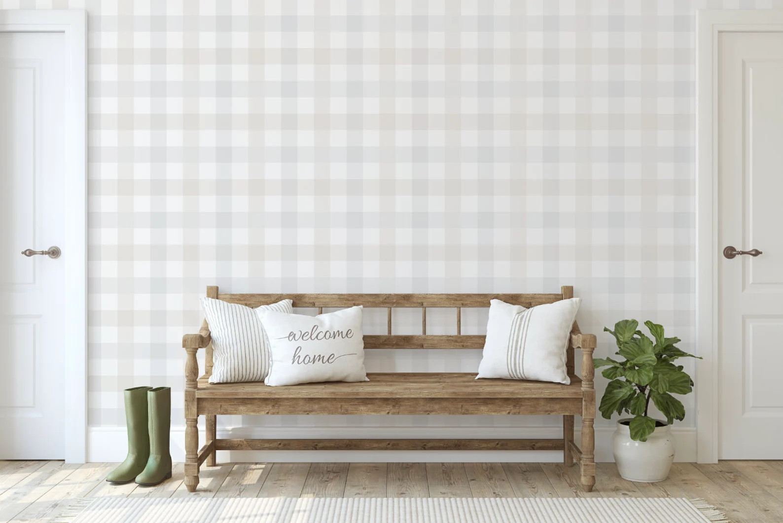 Wallpaper Plaid/ Pastel Greige Buffalo Check Wallpaper/ - Etsy | Etsy (US)