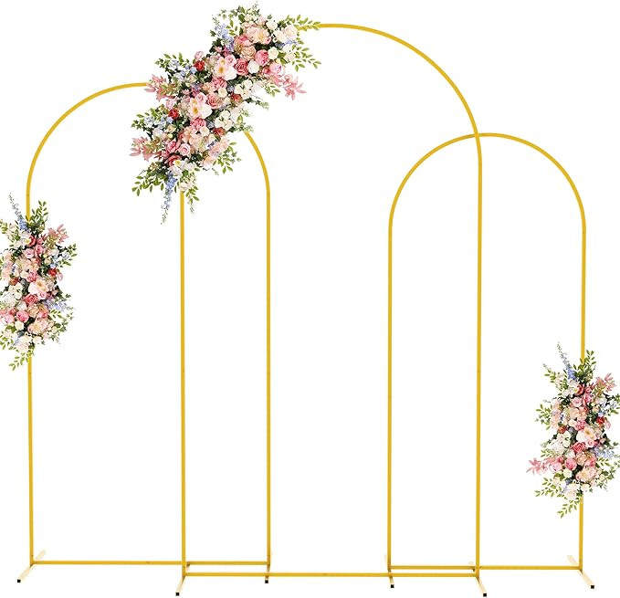 Fomcet Metal Arch Backdrop Stand Set of 3 Gold Wedding Arch Stand 7.2FT & 6.6FT & 6FT Arched Back... | Amazon (US)