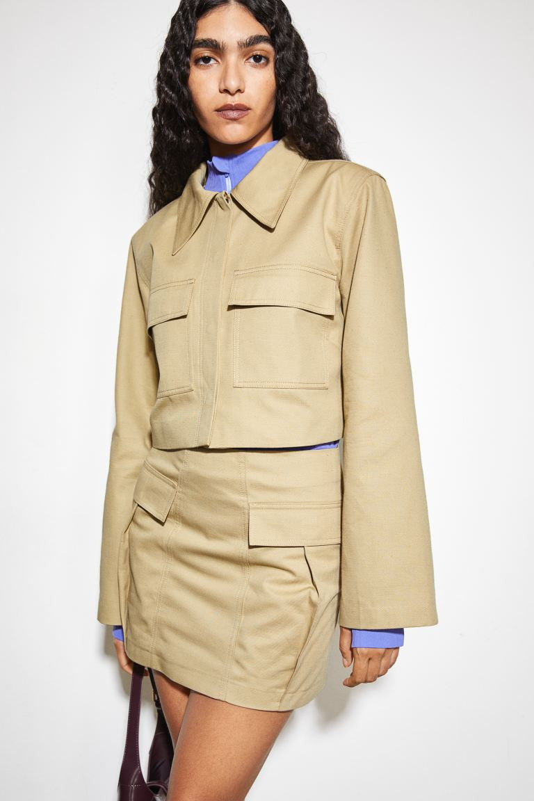 Linen-blend cargo mini skirt | H&M (UK, MY, IN, SG, PH, TW, HK)