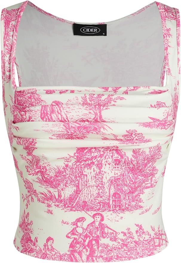 CIDER Toile de Jouy Square Neck Tank Top | Amazon (US)