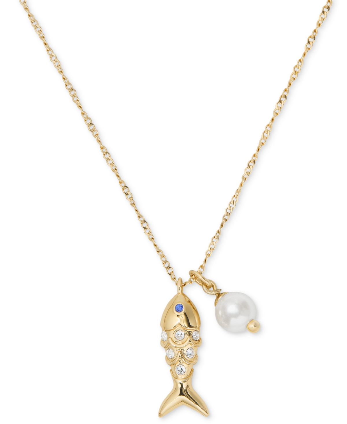 kate spade new york Gold-Tone Summer Daze Fish Short Pendant Necklace - Clear/Multi | Macy's