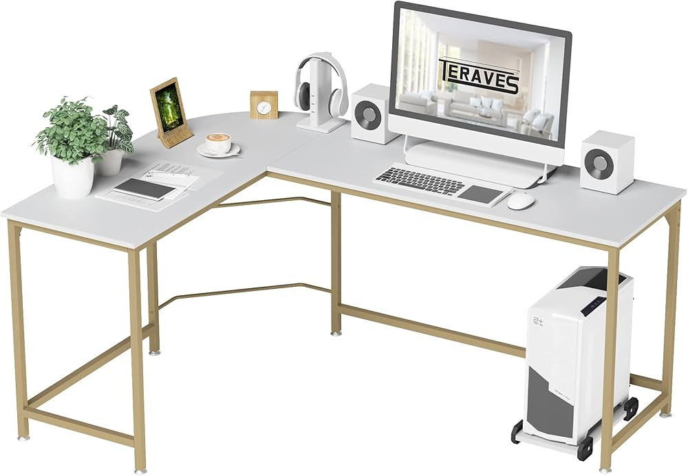Teraves Reversible L Shaped Desk White - 66.1" Corner Gaming Computer Desk, Office Workstation Mo... | Amazon (US)